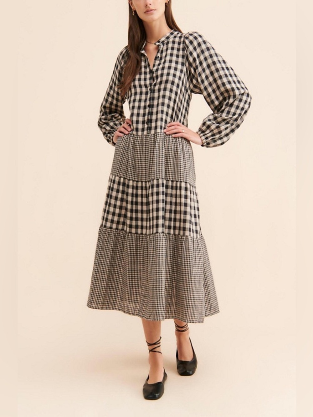 Anthropologie little lies Contrast Gingham Dress size small